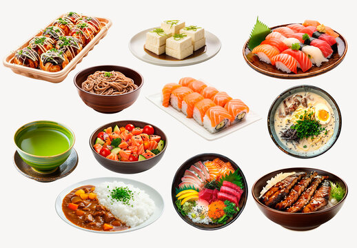 Japanese Cuisine Variety Platter Element Design Collection