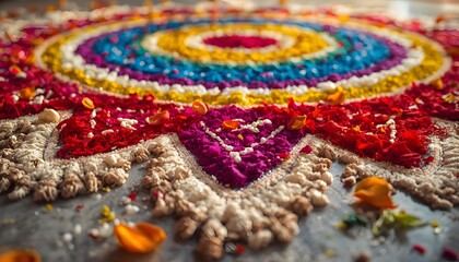 Obraz premium Traditional Indian Rangoli Floor Art Decoration
