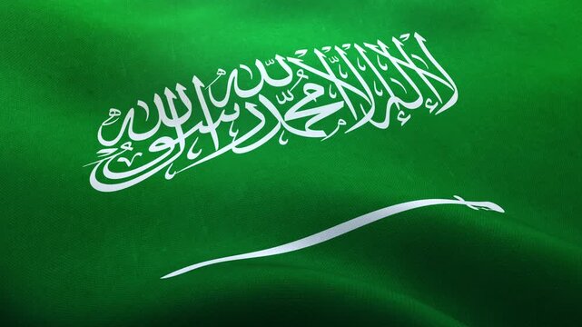 サウジアラビア、風にはためく国旗、シームレスなループ素材　