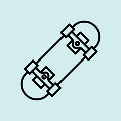 Classic skateboard line icon representing extreme sport and street culture.  © srattha