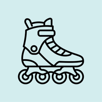 Classic 90s inline roller skates footwear line icon for outdoor sport.