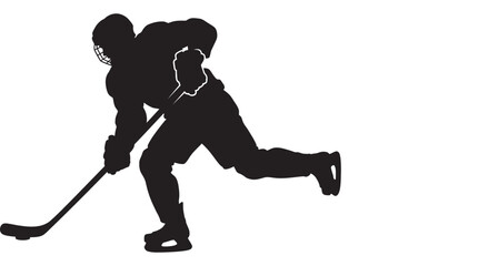 Fototapeta premium Hockey player in action black silhouette ice