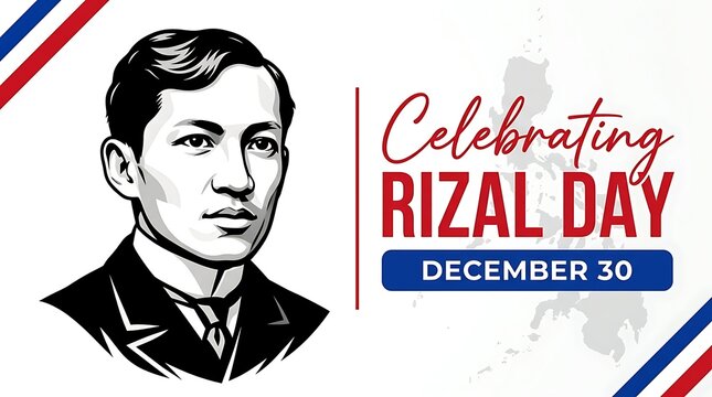 Celebrating rizal day with a portrait of jose rizal on white background