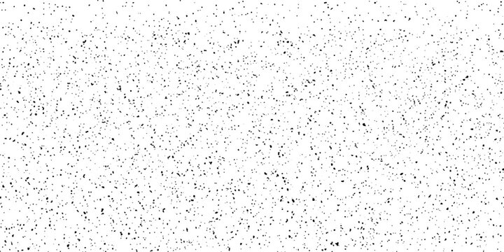 A dynamic, abstract pattern of small grey dots and specks scattered across a bright white background, creating a textured, confetti-like visual effect.