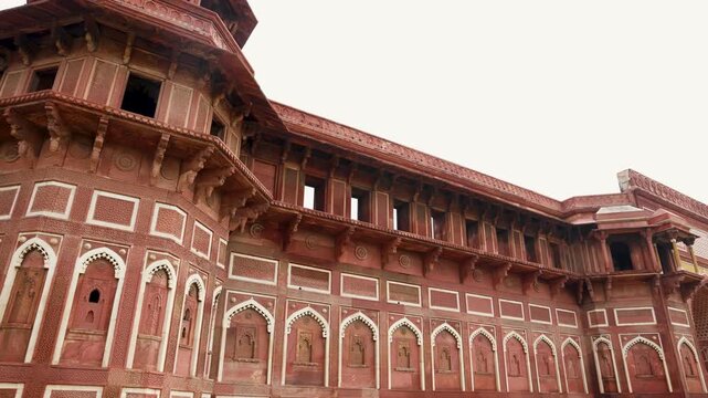 Heritage Architecture Of Agra Fort Featuring Ornamental Arch And Fortress Walls