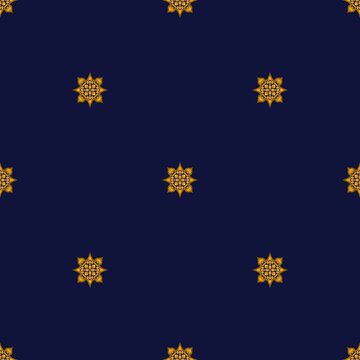 Minimalist Navy Blue Seamless Pattern with Small Golden Thai Star Motifs