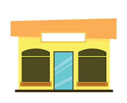 Flat design shop building illustration isolated