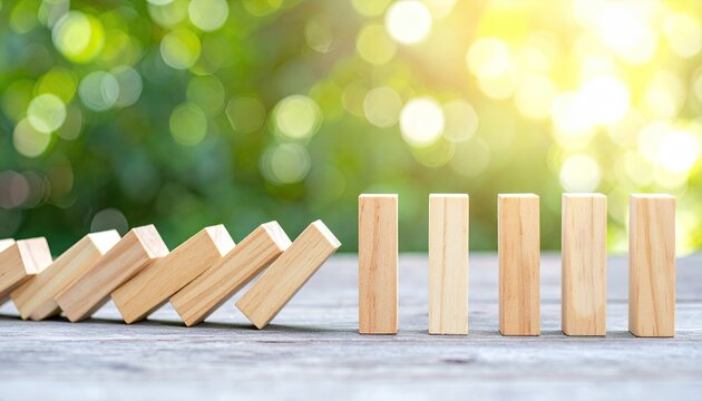Domino Effect of Falling Blocks Stopped by Standing Blocks.