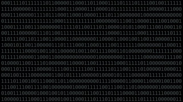 Binary Code Animation on Black Digital Background with Flowing Ones and Zeros Data Stream 