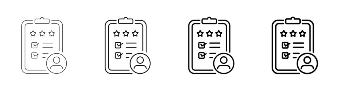 Self Assessment Survey Evaluation Checklist Report Line Art Icon Vector Illustration