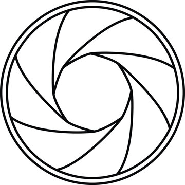 Camera lens aperture iris symbol for photography shutter speed settings.