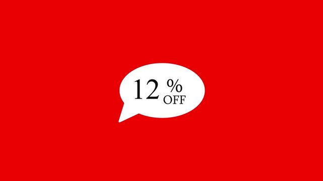Red speech bubble icon with 35 percent off hot sale text animation