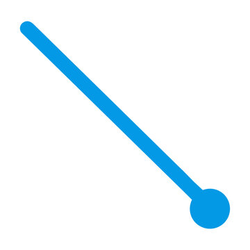 Blue minimalist downward trend line graph with a circular node on a white background. Business and financial decline concept