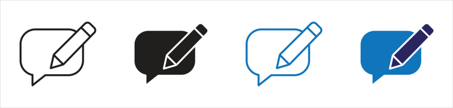Edit Message Outline Icon, Chat Note Vector Communication Symbol