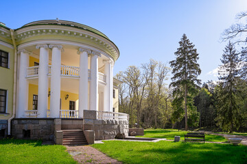 Large rotunda in the backyard of Prince Gagarin's estate in Kholomki, Pskov region of Russia