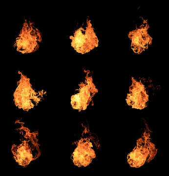flame blaze at night, fire sizzling, heat texture, burn in the grill. fire flame isolated black background. motion design, burst effect, cinematic explosion scenes, heat energy concepts in torch.