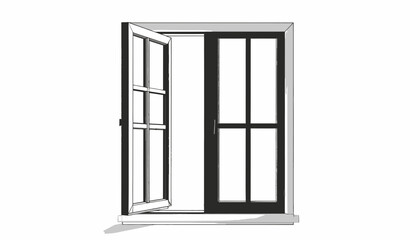 Obraz premium Open black door with windows.