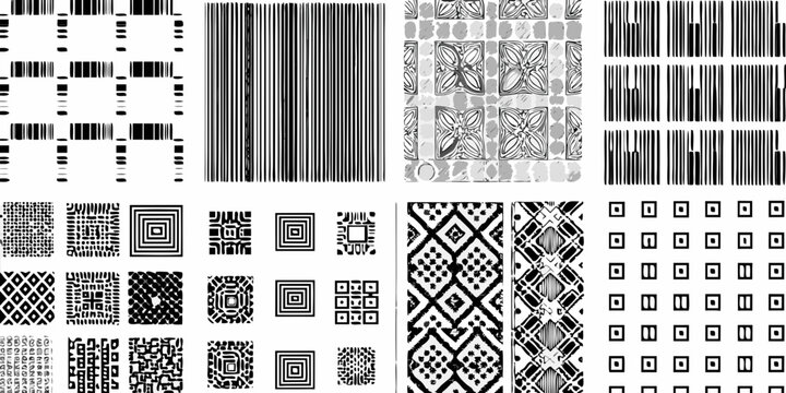 Collection Of Barcodes And Geometric Patterns Black And White Vector Illustration barcode code codes linear