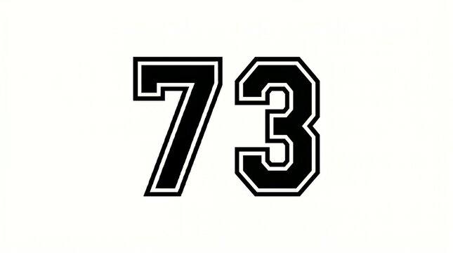 Number 73 jersey sports varsity style collegiate font isolated on white background
