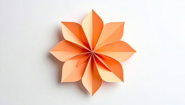 Origami Flower Craft Made From Orange Paper.