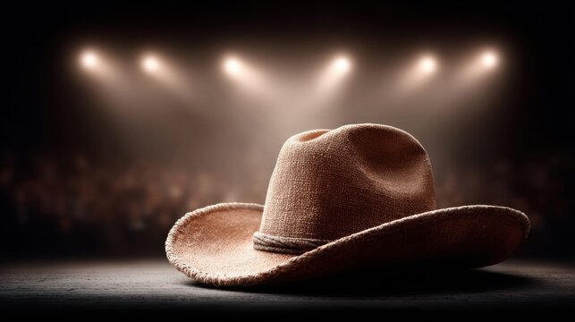 Cowboy hat under spotlight evokes the spirit of the west