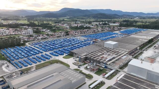 Industrial Data center in Santa Catarina, Brazil. Aerial view. Production of porcelain tiles and large format porcelain slabs.