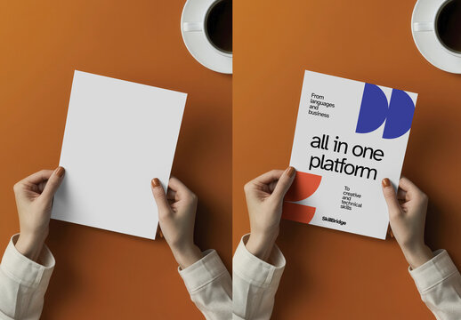 Blank Paper Held With Coffee PSD