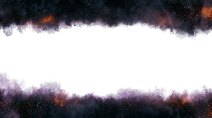 Naklejka premium Spooky Smoky Border Frame with Ember Particles and White Copy Space