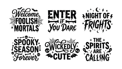Obraz premium Halloween Typography Quotes Bundle with Hand Lettering Vector EPS Collection