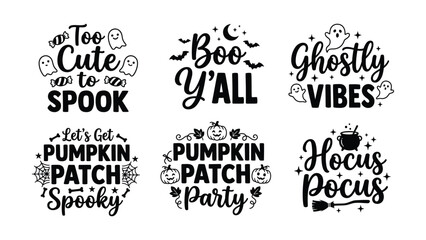 Obraz premium Cute Halloween Typography Quotes Bundle with Spooky Hand Lettering Vector EPS