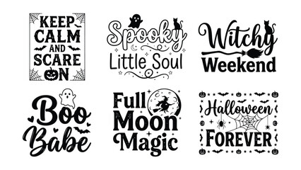 Fototapeta premium Halloween Typography Quotes Bundle with Spooky Hand Lettering Vector EPS Collection