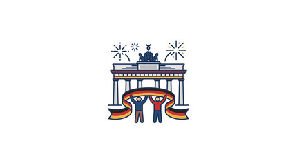 Obraz premium People Celebrating German Unity Day at Brandenburg Gate