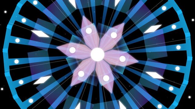 Cyber gear geometric kaleidoscope mandala hypnotic tech animation