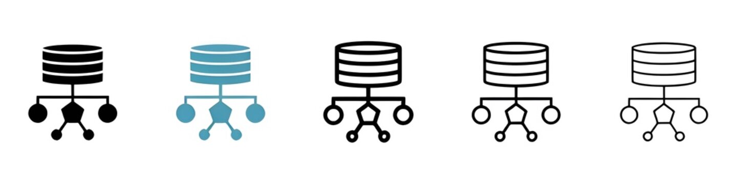 Data architecture sign icon set. Big database architect vector icon for ui designs. Thin line customizable illustration. Contour symbol. Vector isolated outline drawing. Editable stroke