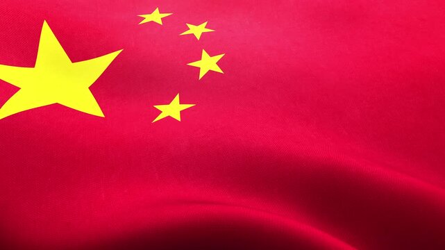 中国、風にはためく国旗、シームレスなループ素材　