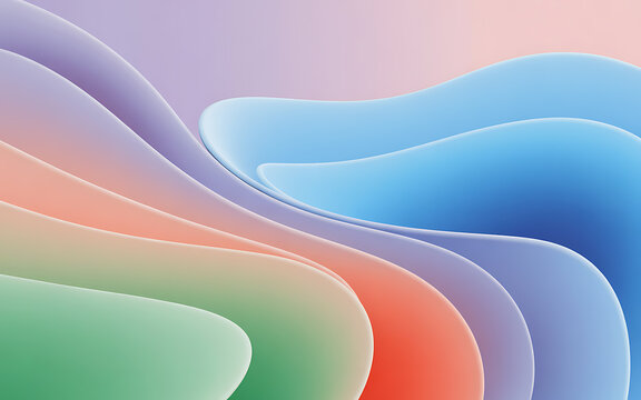 Abstract flowing shapes in pastel colors create a soft layered background composition gradient fluid organic smooth curved