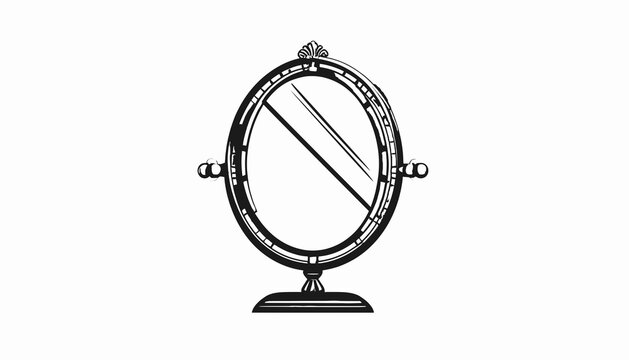 Vintage Oval Makeup Mirror Closeup.