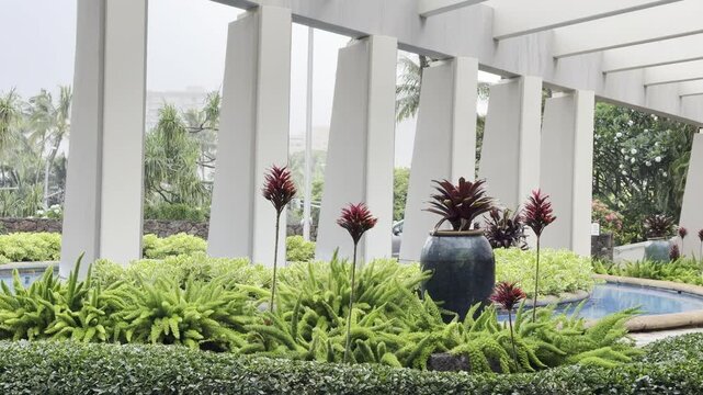 The lobby of the Hale Koa Hotel. Wakiki, Honolulu, Oahu, Hawaii