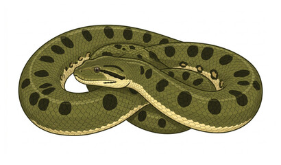 Naklejka premium Young Green Anaconda Snake Vector Illustration