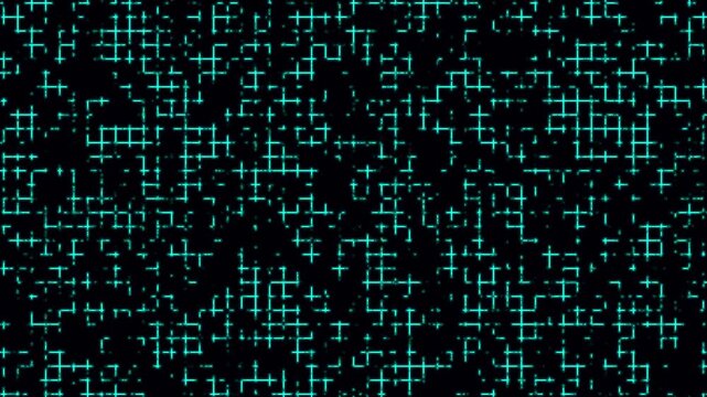 Wireframe perspective grid lines looping. Grid graph pattern moving black screen. Colourful wavy grid background. Graphic lines seamless looping. Neon grid lines with ambient lighting of squares.