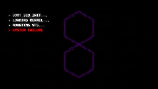 Os boot retro vhs glitch noise distortion terminal screen