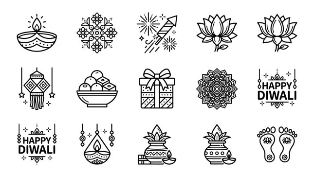Festive Diwali celebration with traditional lamps and fireworks decorations