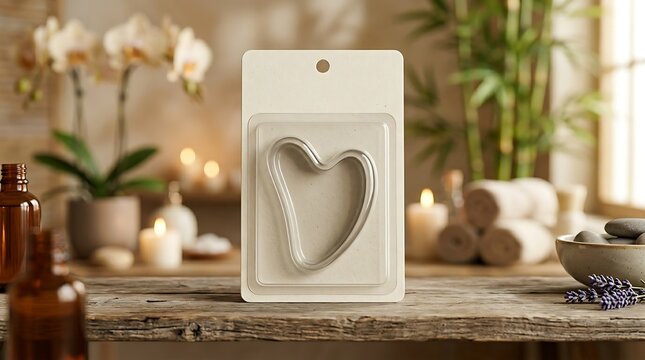 Green jade heart shaped gua sha facial massage tool in a retail display packaging box.