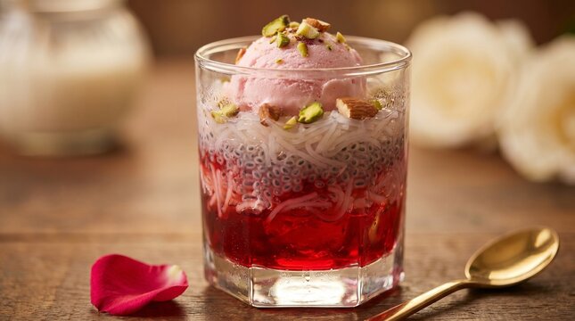 Royal Falooda with Ice Cream and Rose Syrup