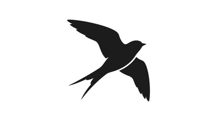 Obraz premium Black bird in flight silhouette.