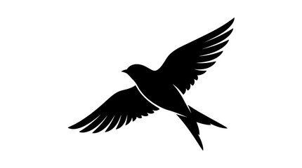 Fototapeta premium Black silhouette of a bird flying.