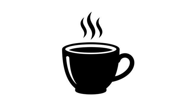 Hot Coffee Cup With Steam Rising.