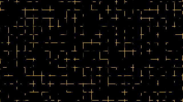 Wireframe perspective grid lines looping. Grid graph pattern moving black screen. Colourful wavy grid background. Graphic lines seamless looping. Neon grid lines with ambient lighting of squares.