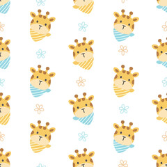 Fototapeta premium Cute Giraffe Cartoon Animal Faces.