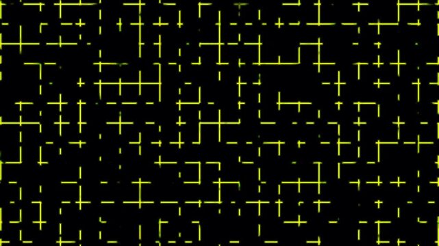 Wireframe perspective grid lines looping. Grid graph pattern moving black screen. Colourful wavy grid background. Graphic lines seamless looping. Neon grid lines with ambient lighting of squares.